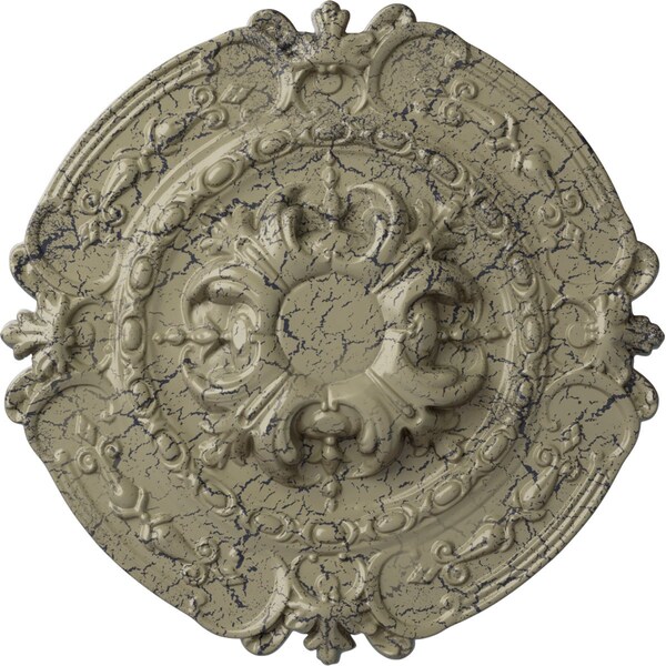 Ekena Millwork Southampton Ceiling Medallion (Canopies up to 2 3/4"), 16 3/8"OD x 1 3/4"P, Castle Stone Crackle CM17SOCSC - main